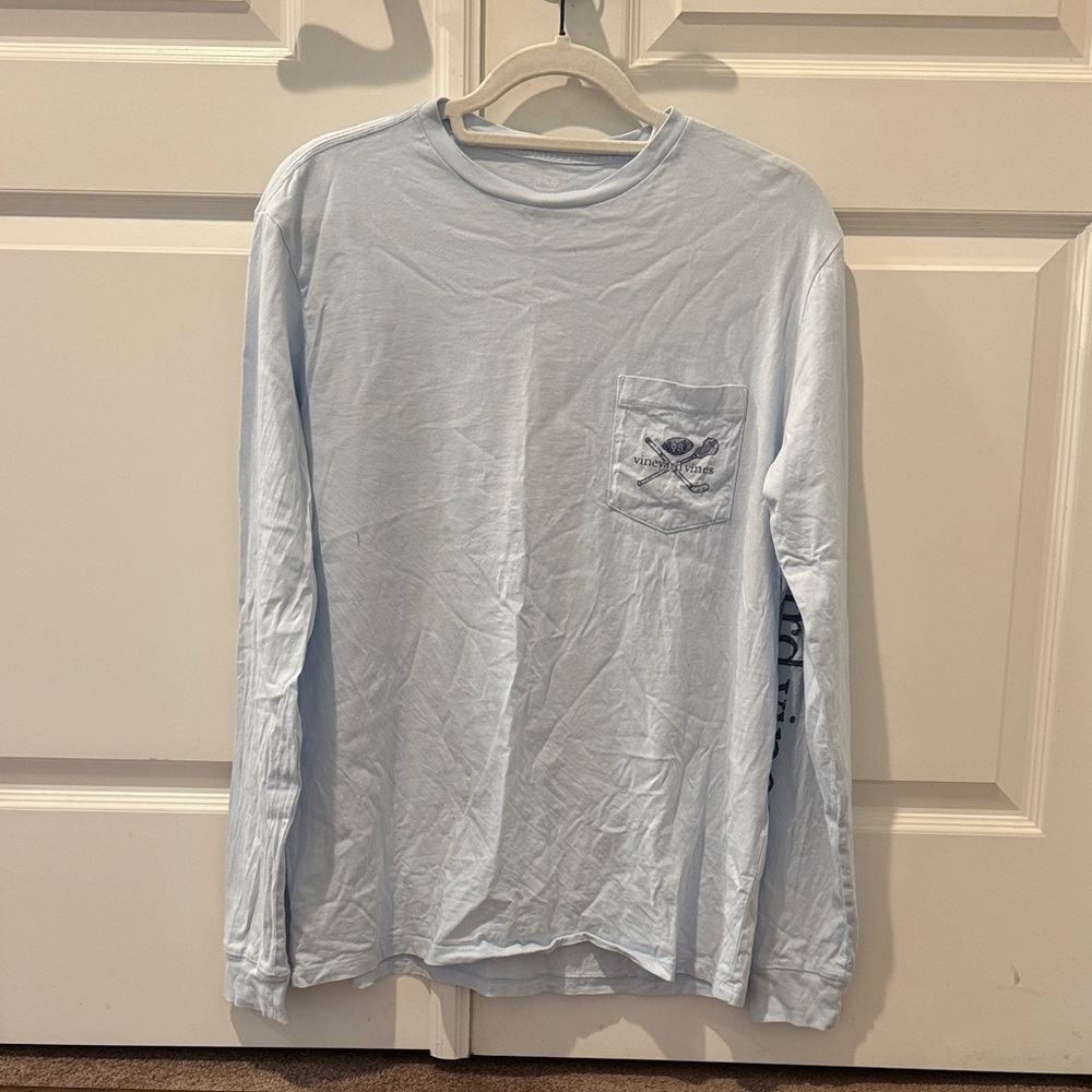 Vineyard Vines Light Blue Long Sleeve Pocket Tee